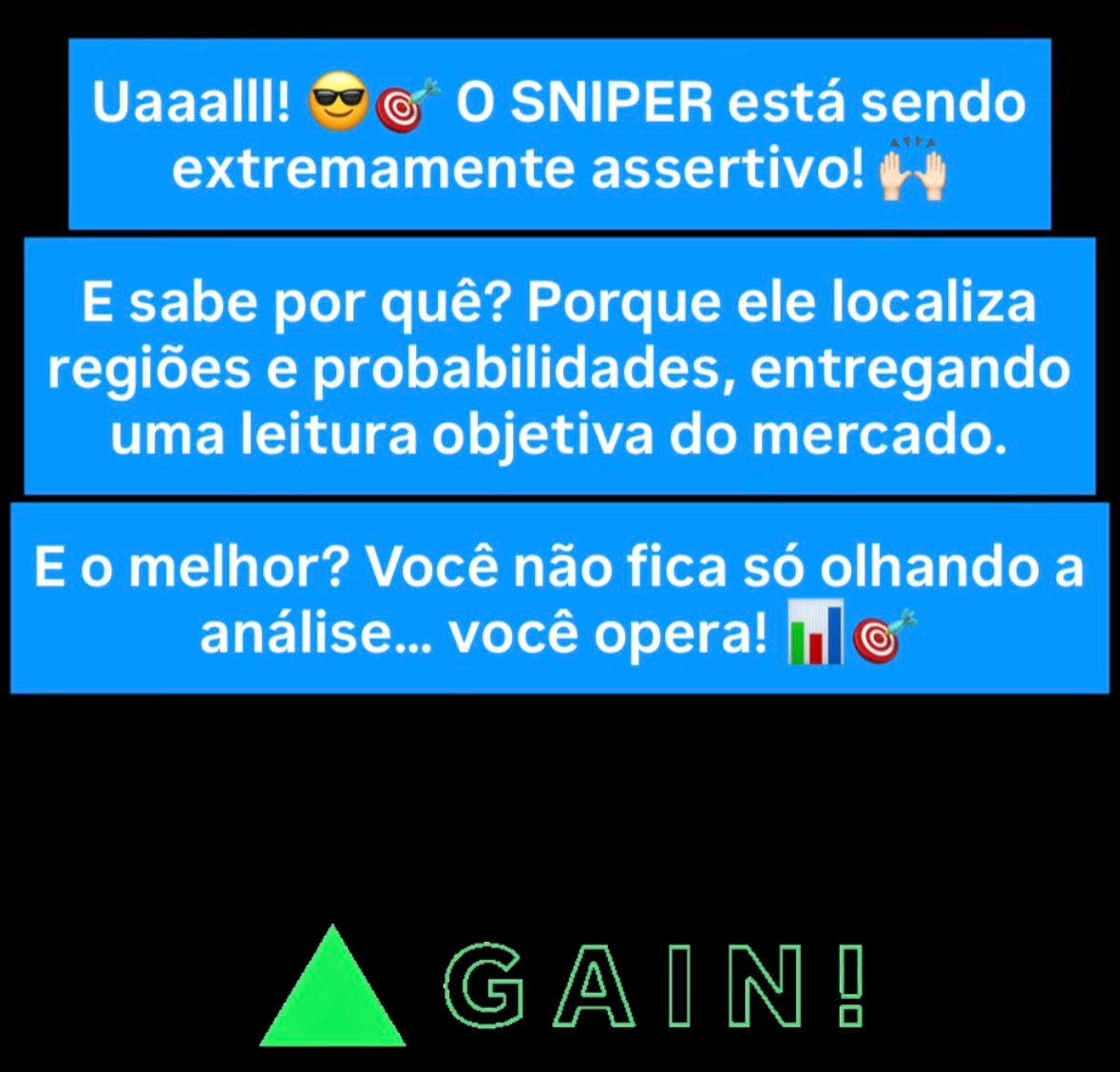 Registro de operação encerrada em gain com o Sniper